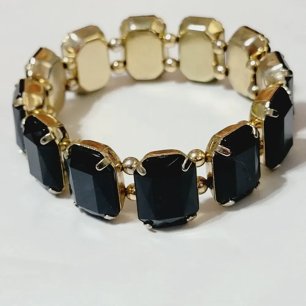 Black Lucite Stretch Bracelet,‎ 5/8